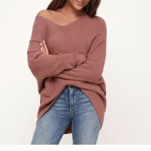 Lulu's Mauve Off-Shoulder Sweater SZ M NWT